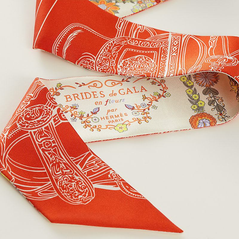 Brides de Gala en Fleurs Twilly絲巾- 橘色| Hermès 愛馬仕台灣地區官網